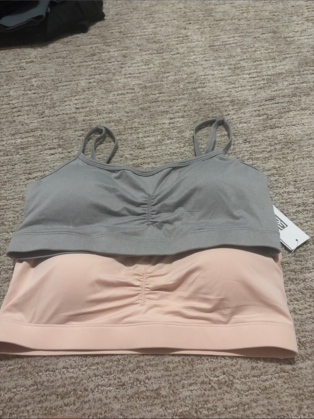 32 Degrees Seamless Ruched Bralettes - Gray & Blush